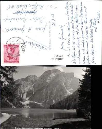 276501,Trentino Bolzano Dolimitenstraße Pragser Wildsee Bergkulisse b. Prags