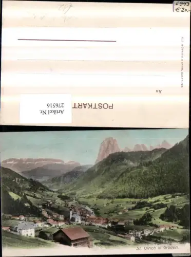 276516,Selten Handkoloriert Trentino Bolzano St. Ulrich in Gröden Totale Bergkulisse