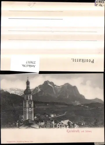 276517,Trentino Bolzano Kastelruth u. Schlern Teilansicht Kirchenturm Bergkulisse pub Stengel u. Co 2428