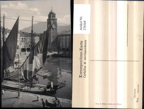 276564,Trentino Trento Riva Gardasee Hafenstudie Segelboot Turm