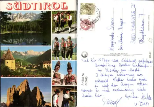 292400,Trentino Bolzano Schloss Maretsch Bergkulisse Tracht Trachten Mehrbildkarte