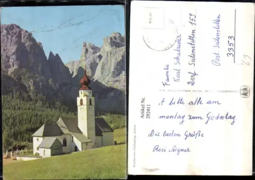 292411,Trentino Bolzano Kirche von Colfuschg Kolfuschg Colfosco Bergkulisse pub SOS Kinderdorf O 21euro67