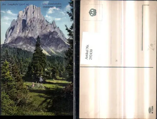 292430,Trentino Bolzano Langkofel v. Confinboden Bergkulisse b. St. Ulrich pub Joh. F. Amonn M11633