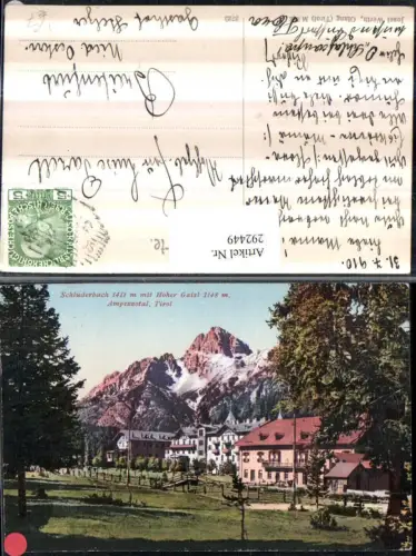 292449,Trentino Bolzano Schluderbach m. Hoher Gaisl im Ampezzotal Bergkulisse pub Josef Werth 3720