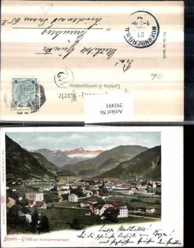 292493,Trentino Bolzano Bozen Gries Totale m. Rosengartengruppe Bergkulisse