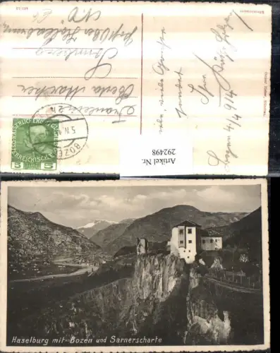292498,Trentino Bolzano Haselburg m. Bozen u. Sarnerscharte Bergkulisse