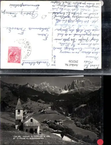 292520,Trentino Bolzano S. Cipriano St. Cyprian Totale Kirche m. Rosengarten Bergkulisse