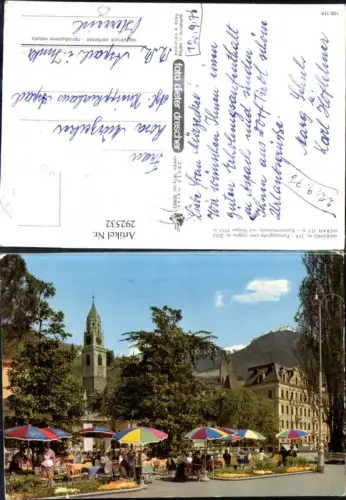 292532,Trentino Bolzano Merano Meran Kurpromenade m. Ifinger Gartenterrasse Kirchenturm