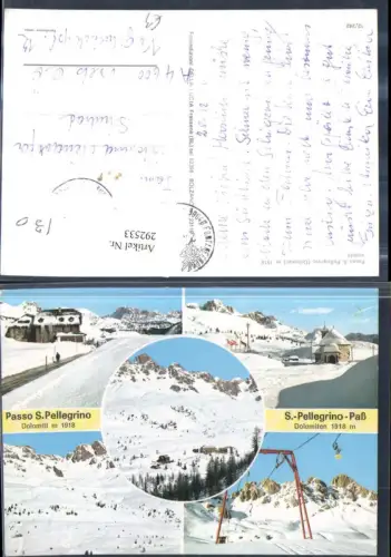 292533,Trentino Trento Passo S. Pellegrino Pass b. Moena Berglift Kapelle Winterbilder Mehrbildkarte