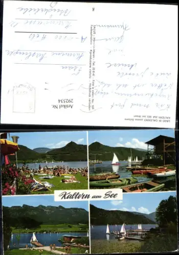 292534,Trentino Bolzano Lago di Caldaro Kaltern am See b. Bozen Strandbad Boote Mehrbildkarte