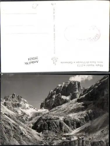 292624,Trentino Trento Rifugio Vajolet verso Passo del Principe e Catinaccio Bergkulisse b. Pozza di Fassa