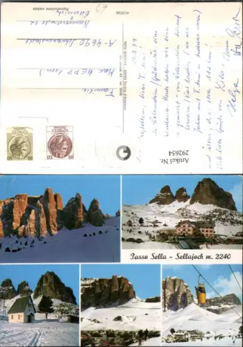 292654,Trentino Trento Passo Sella Sellajoch b. Canazei Seilbahn Winterbilder Mehrbildkarte