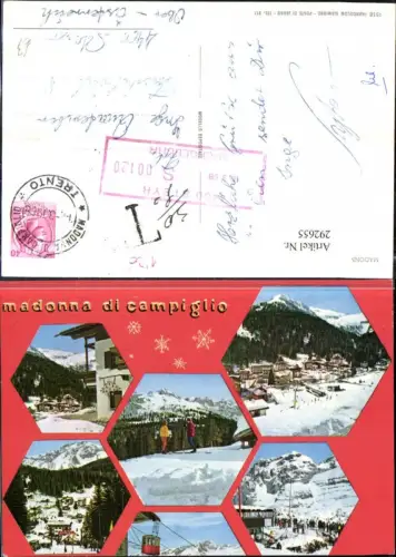 292655,Trentino Trento Madonna di Campiglio Totale Seilbahn Skifahrer Winterbilder Mehrbildkarte