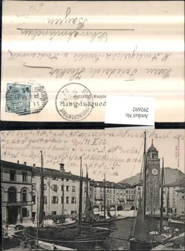 292692,Trentino Trento Riva del Garda Il Porto e Piazza Benacense Segelboote Turm