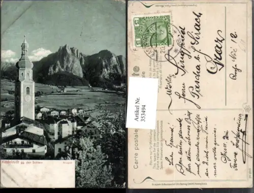 353494,Trentino Bolzano Kastelruth Totale geg. Schlern Bergkulisse