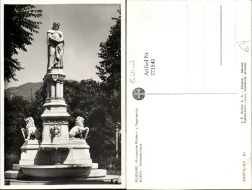 371540,Trentino Bolzano Bozen Monumento Walter v. d. Vogelweide Denkmal