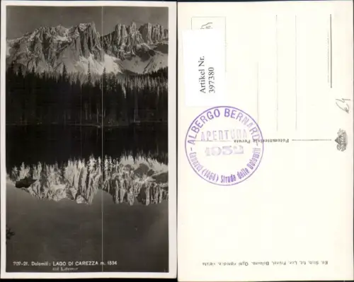 397380,Trentino Bolzano Lago di Carezza b. Welschnofen See Bergkulisse