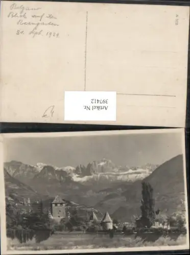 397412,Foto AK Trentino Bolzano Bozen Teilansicht m. Rosengarten Bergkulisse