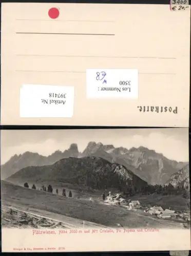 397418,Trentino Bolzano Plätzwiesen b. Prags m. Cristallo Pic Popena Bergkulisse pub Stengel 2779
