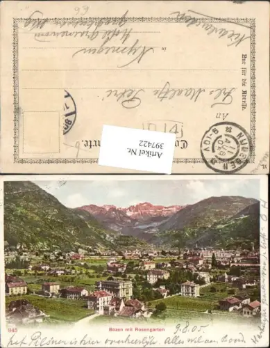 397422,Trentino Bolzano Bozen Totale m. Rosengarten Bergkulisse