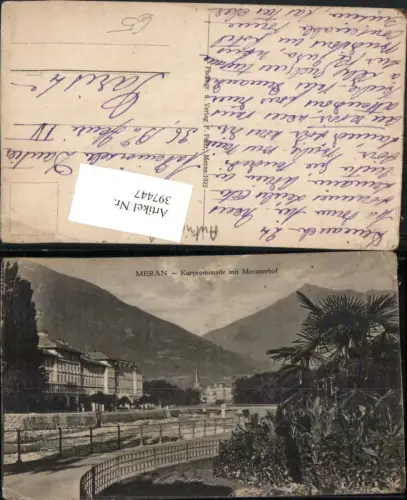 397447,Trentino Bolzano Meran Merano Kurpromenade m. Meranerhof Bergkulisse