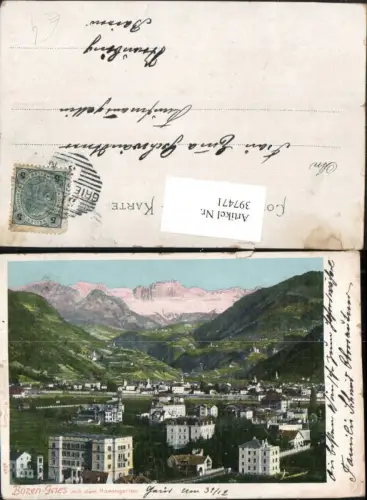 397471,Trentino Bolzano Bozen Gries Totale m. Rosengarten Bergkulisse