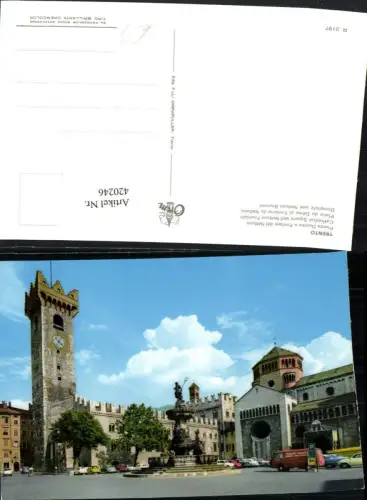 420246,Trentino Trento Trient Piazza Duomo e Fontana del Nettuno Platz Brunnen Turm