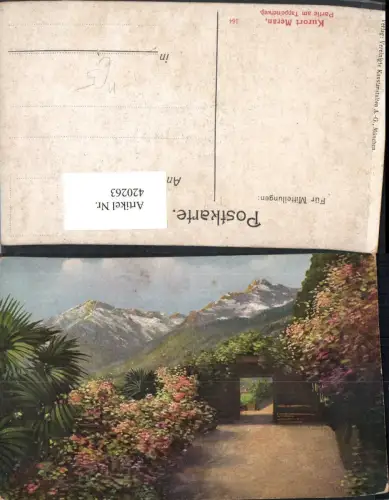 420263,Trentino Bolzano Meran Merano Partie am Tappeinerweg Bergkulisse