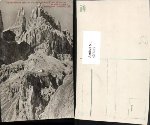 420287,Trentino Bolzano Vajolethütten Berghütte m. Winklerturm Bergkulisse