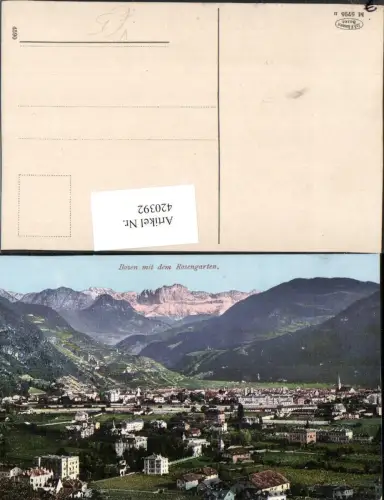 420392,Trentino Bolzano Bozen Totale m. Rosengarten Bergkulisse pub F. Amonn 5795