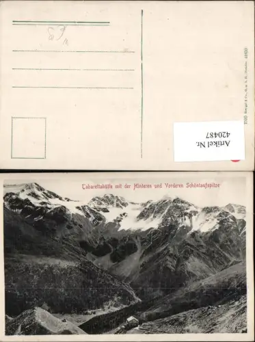 420487,Trentino Bolzano Tabarettahütte Berghütte b. Sulden m. Schöntaufspitze Bergkulisse