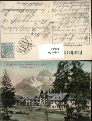 420761,Trentino Bolzano Hotel Schluderbach b. Toblach m. Croda rossa Bergkulisse