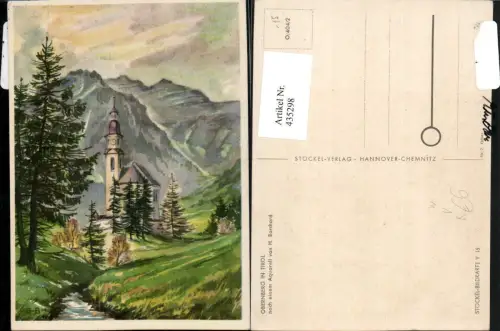 435298,Künstler AK H. Borchard Trentino Bolzano Obernberg Kirche pub Stöckel