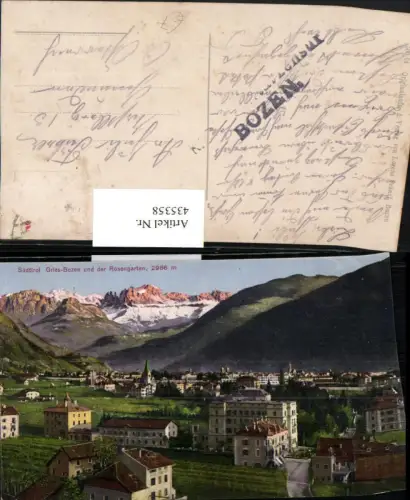 435358,Trentino Bolzano Bozen Gries Totale m. Rosengarten Bergkulisse