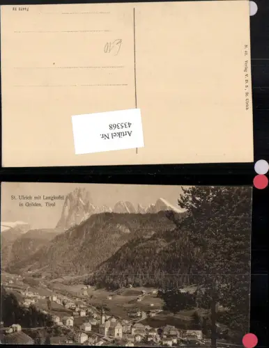435368,Trentino Bolzano St. Ulrich in Gröden Totale m. Langkofel Bergkulisse
