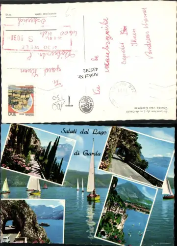 435742,Trentino Trento Lago di Garda Gardasee Straße Tunnel Segelboote Mehrbildkarte
