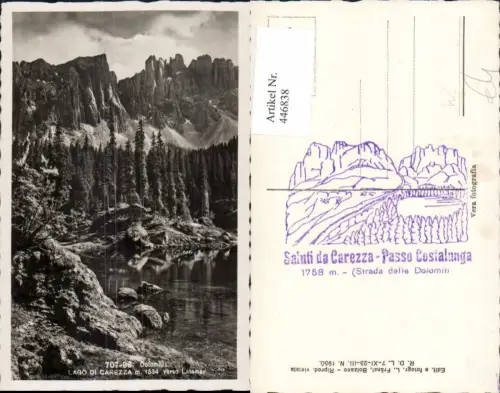 446838,Trentino Bolzano Welschnofen Lago di Carezza verso Latemar Bergkulisse