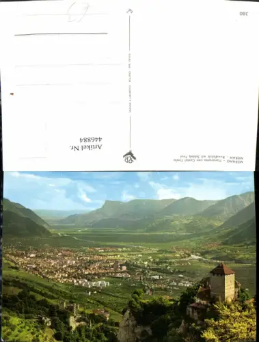 446884,Trentino Bolzano Merano Meran Rundblick m. Schloss Tirol Totale Bergkulisse