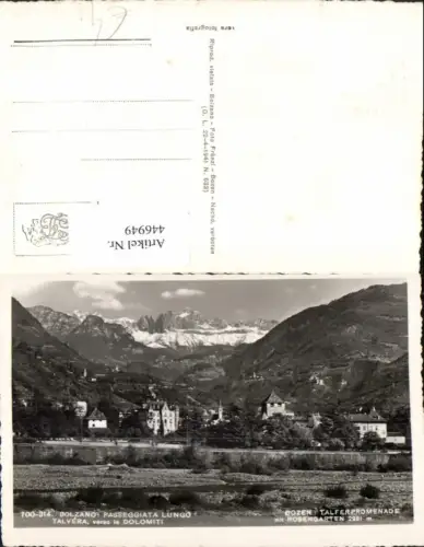 446949,Trentino Bolzano Bozen Talferpromenade m. Rosengarten Bergkulisse