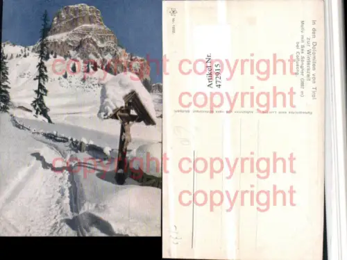 472915,Trentino Bolzano Motiv m. Sas Songher b. Colfuschg Corvara Wegkreuz