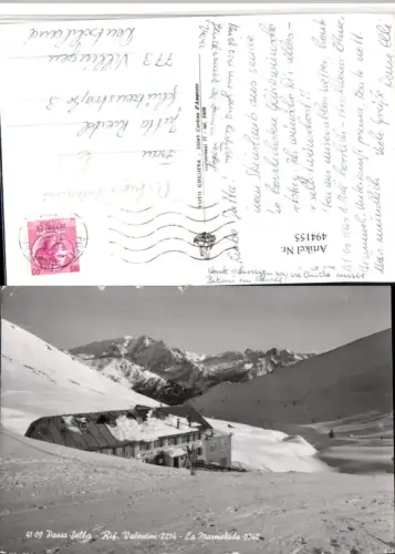 494155,Trentino Trento Passo Sella Rifugio Valentini b. Canazei Bergkulisse