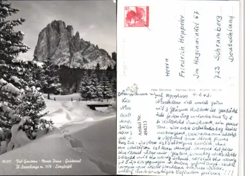 494213,Trentino Bolzano Monte Pana Langkofel b. St. Christina Bergkulisse