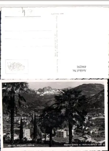 494291,Trentino Bolzano Bozen Gries Teilansicht m. Rosengarten Palmen