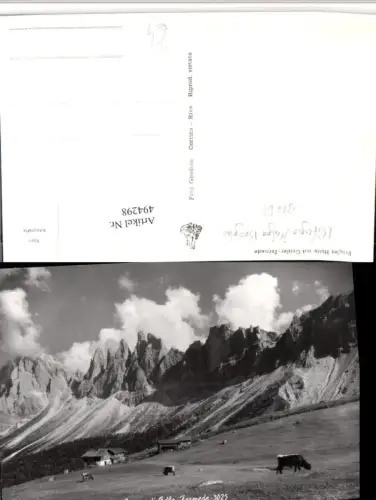 494298,Trentino Bolzano Malga Brogles Hütte m. Geisler Fermede Bergkulisse