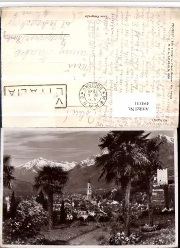 494331,Trentino Bolzano Merano Meran Teilansicht Palmen Bergkulisse
