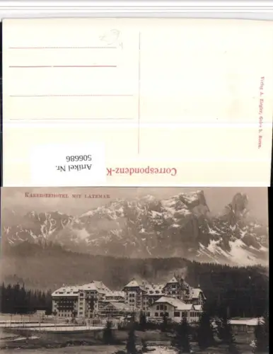 506686,Trentino Bolzano Karersee Hotel b. Welschnofen m. Latemar Bergkulisse