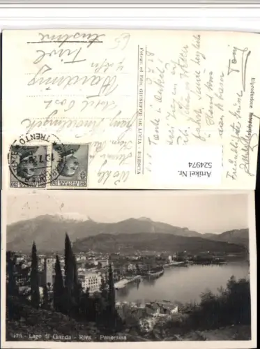 524974,Trentino Trento Lago di Garda Riva Panorama Totale Bergkulisse