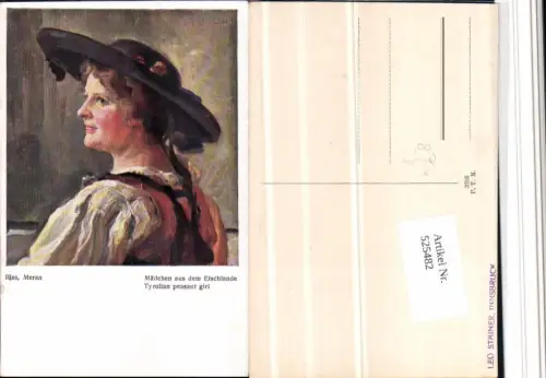 525482,Künstler AK Thomas Riss Meran Tracht Naturns Montan Schönna Etschland Etsch