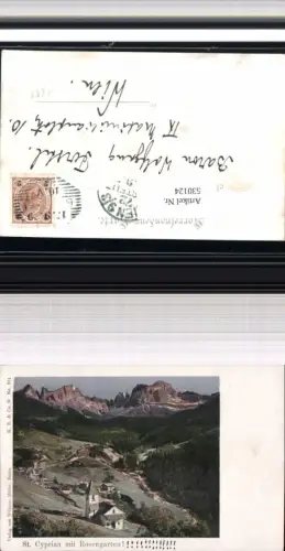 530124,Trentino Bozen St. Cyprian m. Rosengarten Zyprian Tiers Saltern Schlern Dolomiten