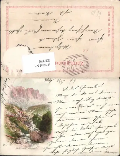537186,tolle Lithographie Trentino Bozen Sella Joch Gröden